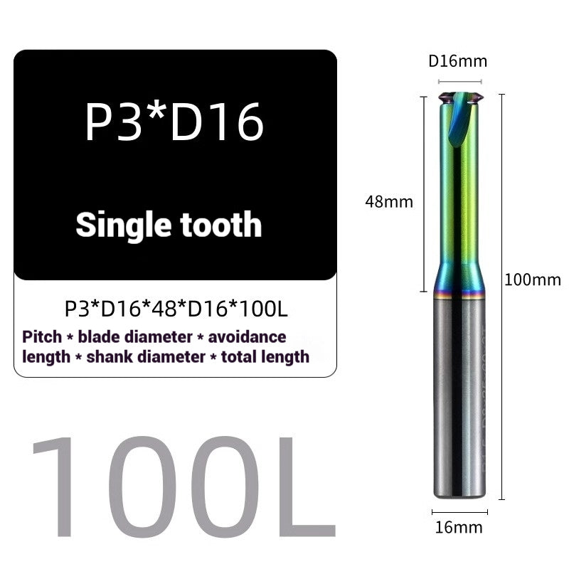 1117-58° metric single tooth aluminum with colorful thread milling cutter tungsten carbide milling cutter machining center carbide end mill Shandong Denso Pricision Tools Co.,Ltd.